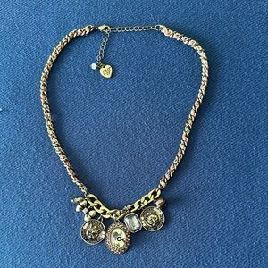 Betsey Johnson Gold and Pink Charm Necklace